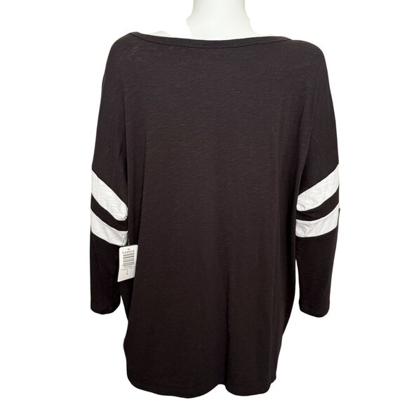 Torrid Super Soft Slub Jersey Top w/ Heart Graphic & Striped Sleeves Womens Sz 0 - Picture 2 of 6